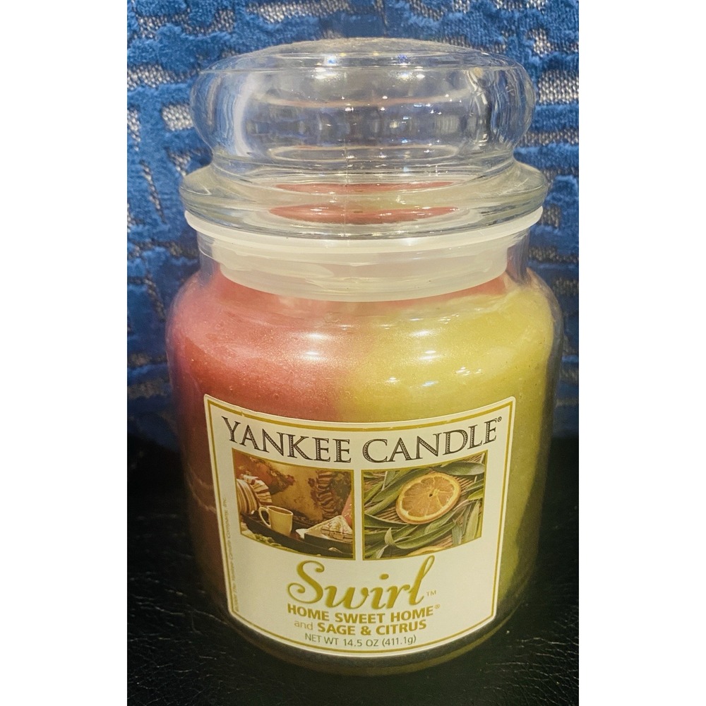 Yankee Candle Home Sweet Home Sage & Citrus Swirl 14.5oz Medium Jar Candle Rare